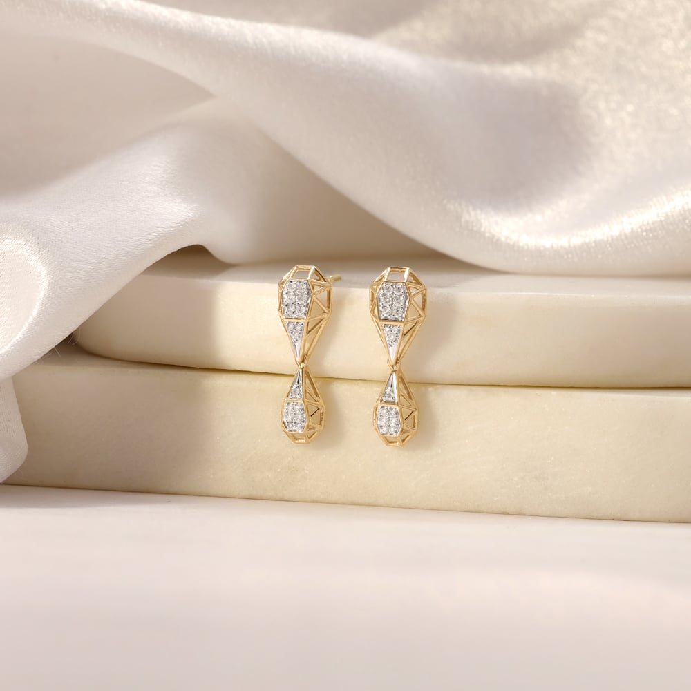 Faceted Balance Diamond Drop Earrings