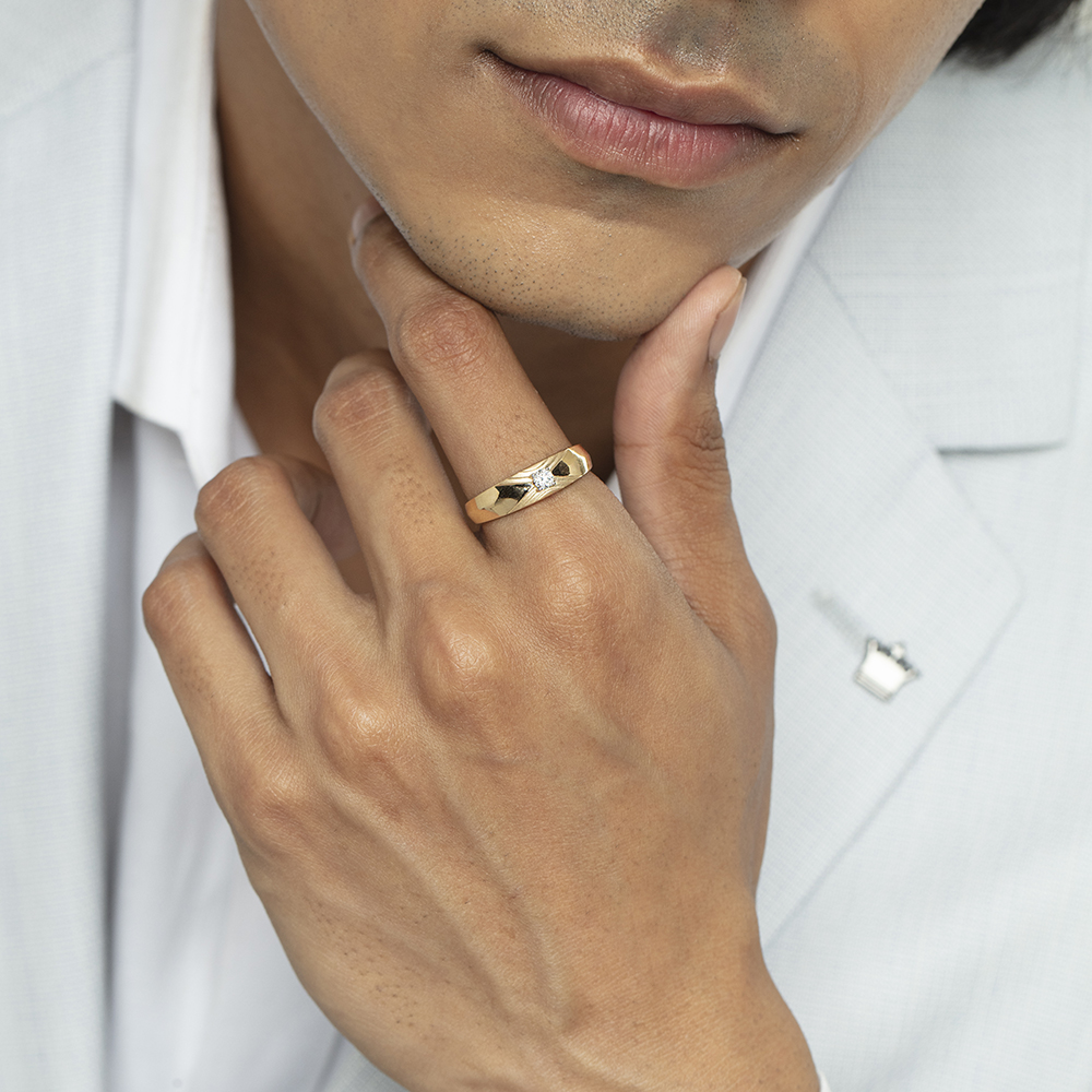 Smooth Moves Gold & Diamond Ring for Men,,hi-res thumbnail 2