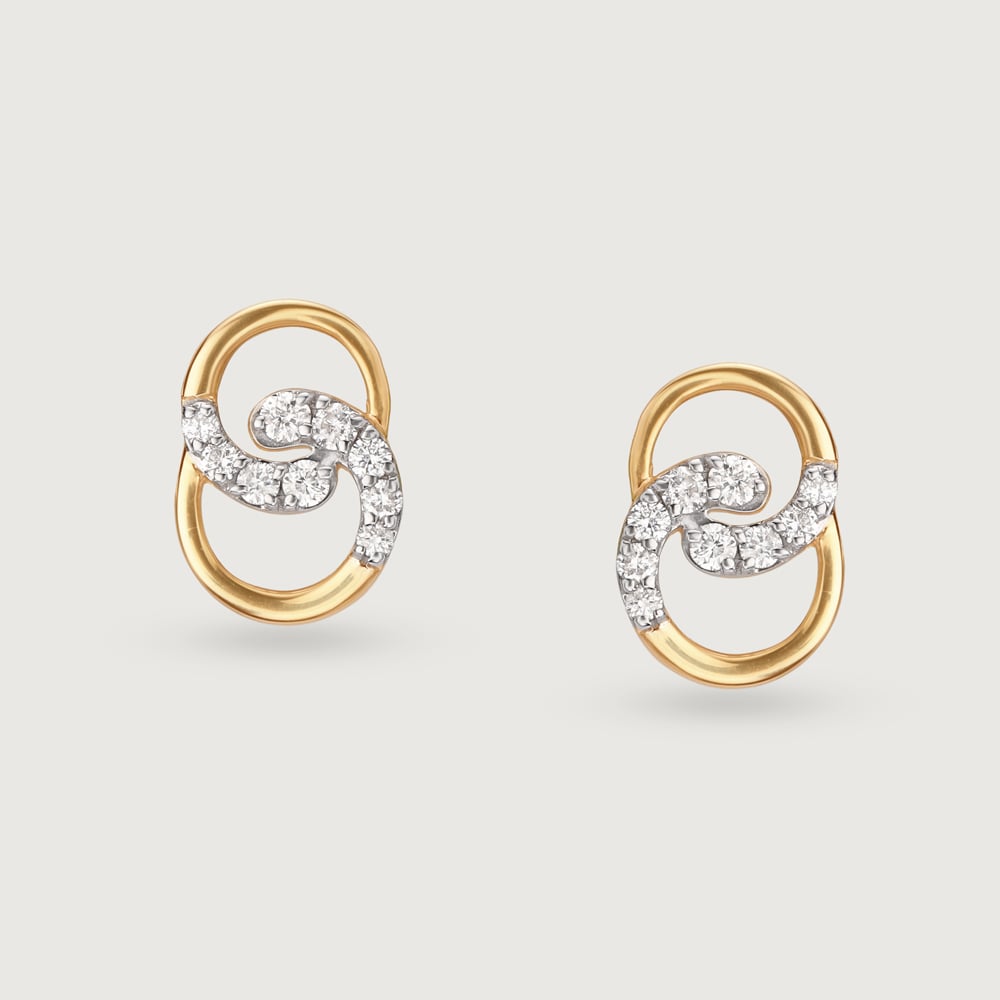 Willow Whispers 14 Kt Gold & Diamond Stud Earrings,,hi-res thumbnail 3