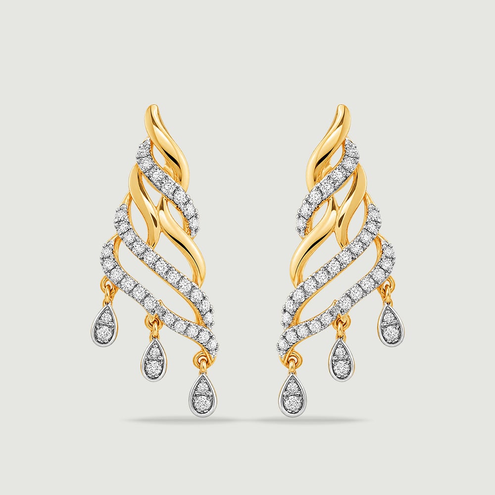 Luminous Rippling Diamond Drop Earrings,,hi-res thumbnail 3