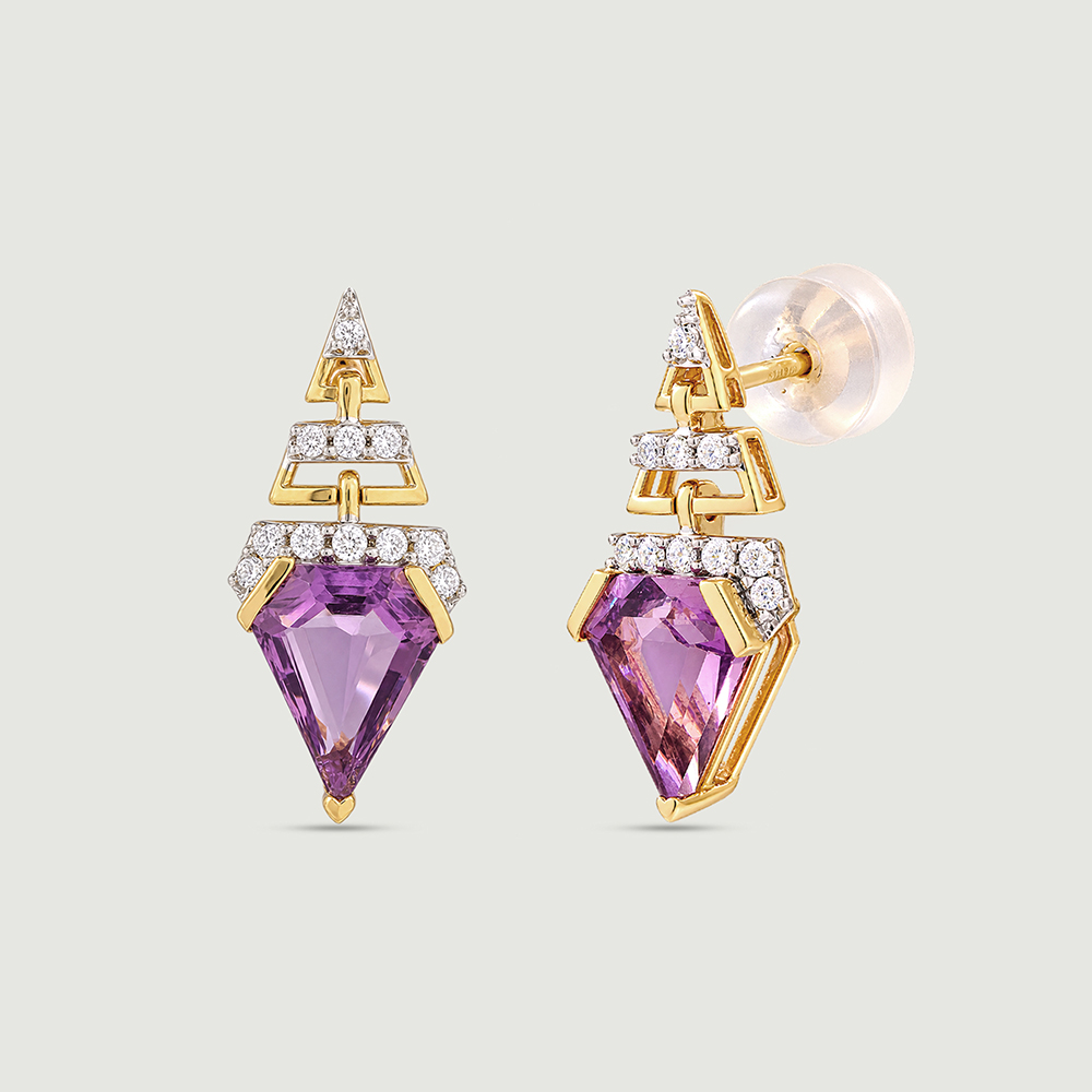 Sleek Radiant Amethyst Drop Earrings,,hi-res thumbnail 4
