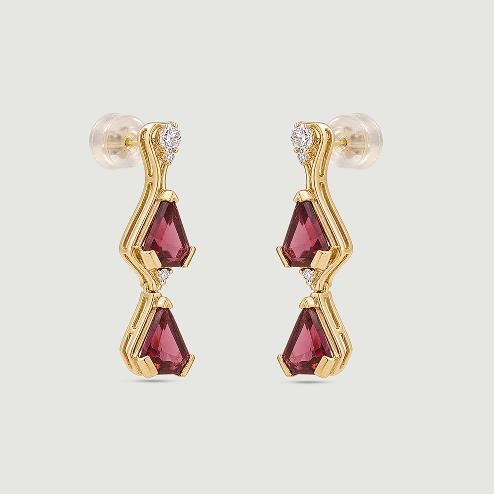 Vibrant Geometric Garnet Drop Earrings,,hi-res thumbnail 5