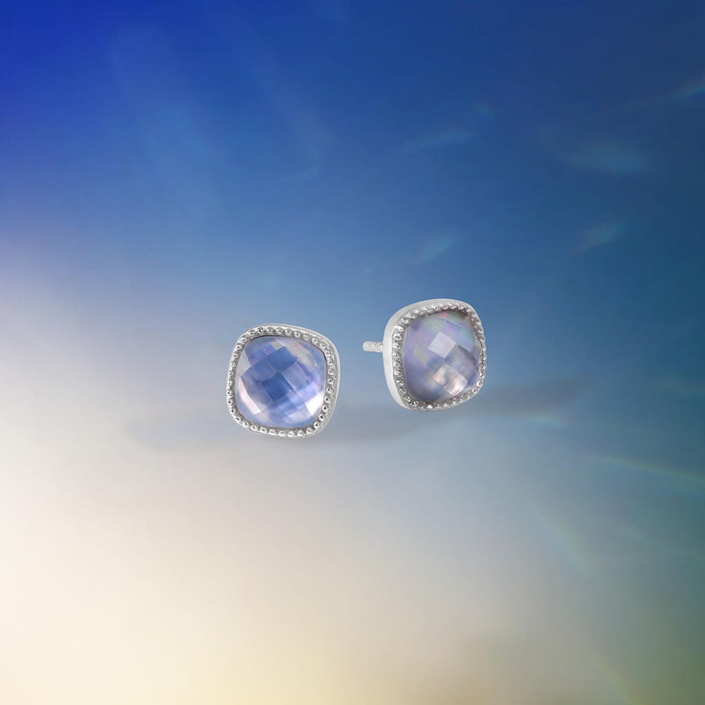 Dreamy Gleam Quartz Silver Stud Earrings