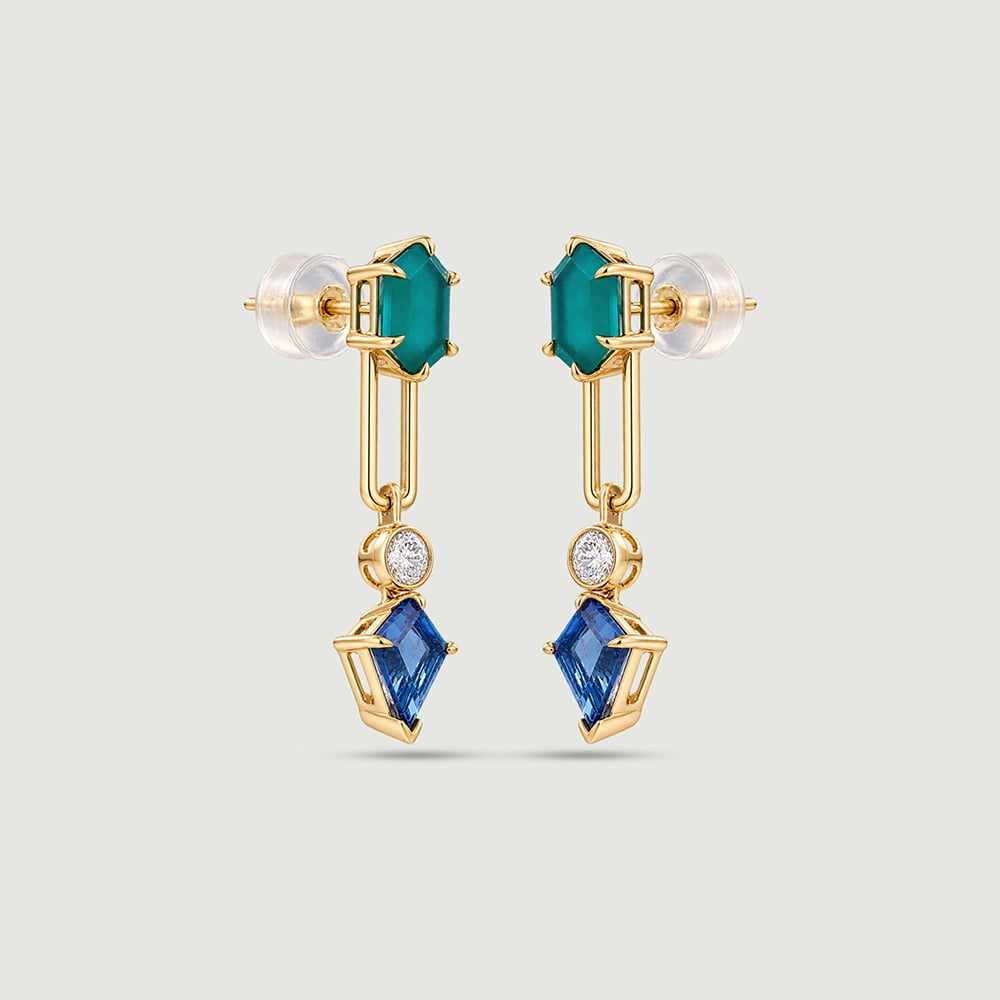 Fresh Geometric Onyx and Topaz Drop Earrings,,hi-res thumbnail 3