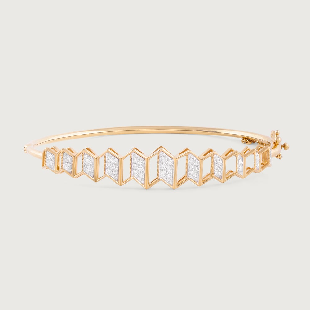 Zigzag Pulse Gold & Diamond Bangle,,hi-res thumbnail 4