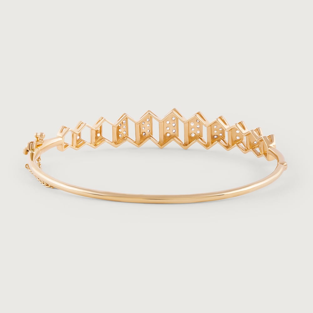 Zigzag Pulse Gold & Diamond Bangle,,hi-res thumbnail 6