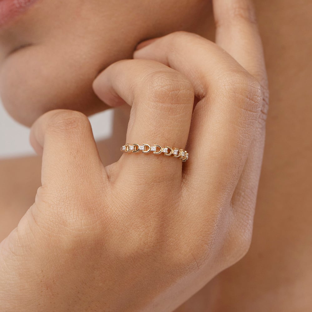 Shimmering Loop Gold & Diamond Ring,,hi-res thumbnail 2