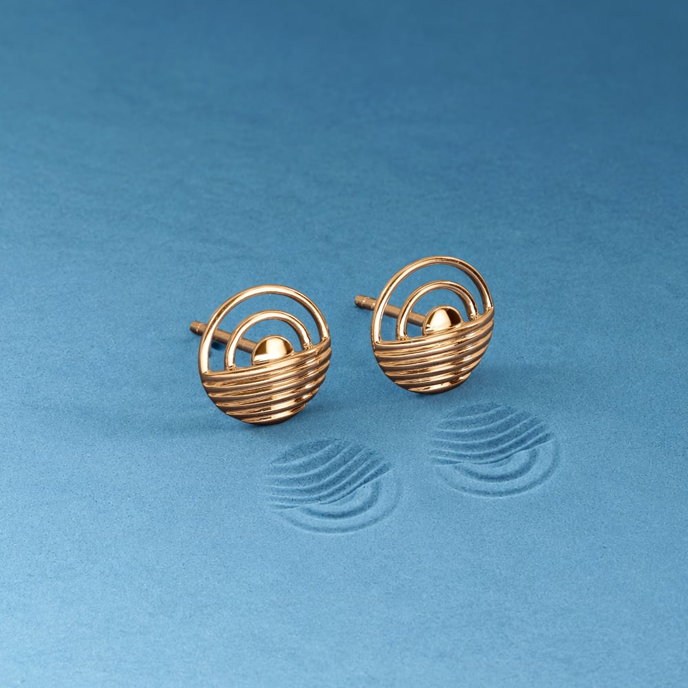 Radiant Concentric Gold Stud Earrings