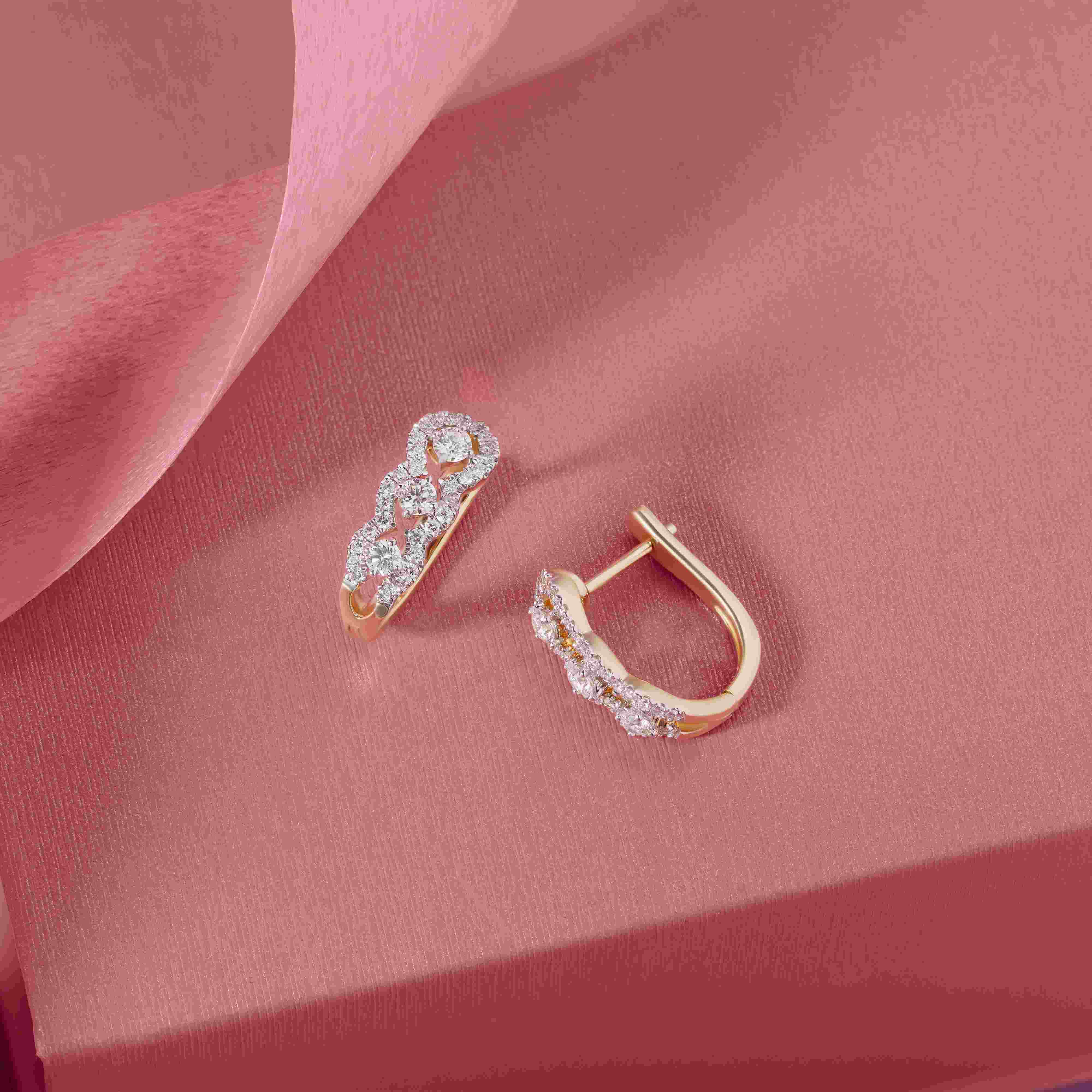 Sleek Edge Gold & Diamond Hoop Earrings