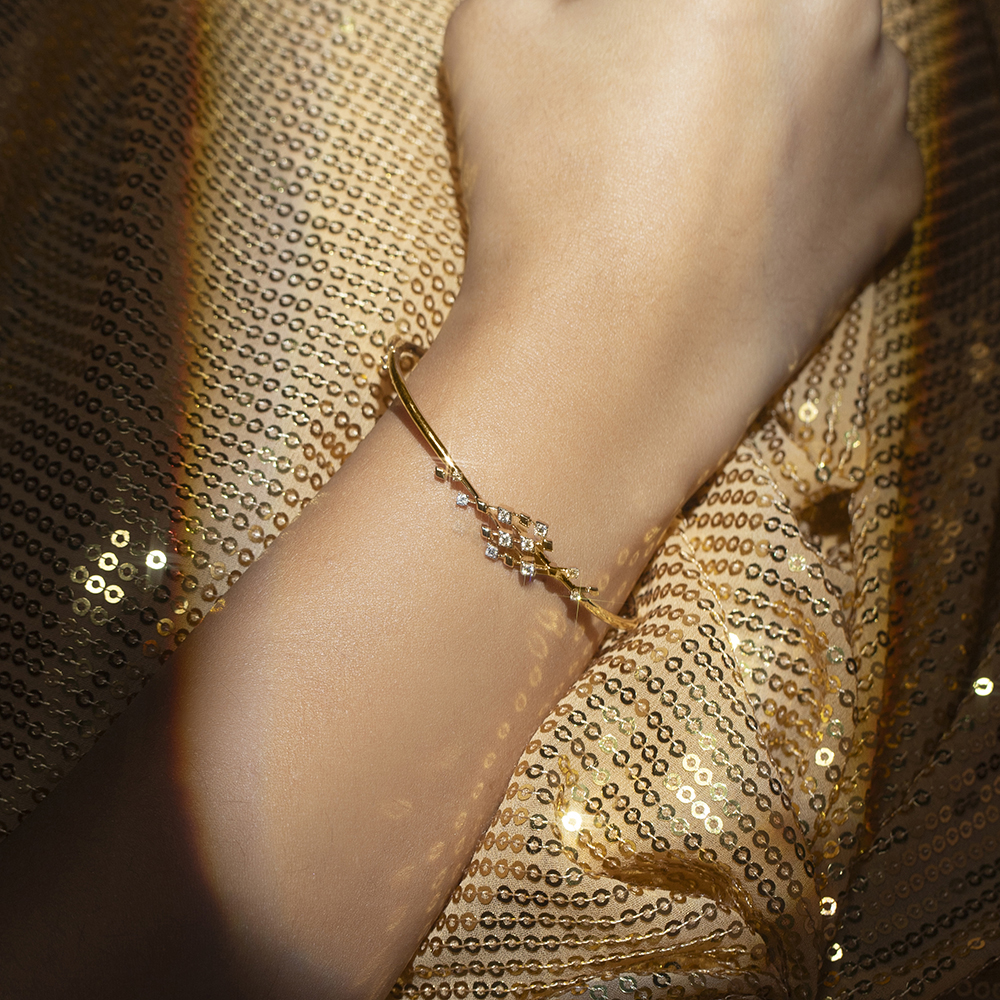 Electric Dance Gold & Diamond Bangle,,hi-res thumbnail 2