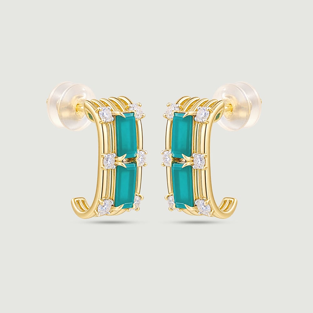 Sleek Cascading Green Onyx Hoop Earrings,,hi-res thumbnail 3
