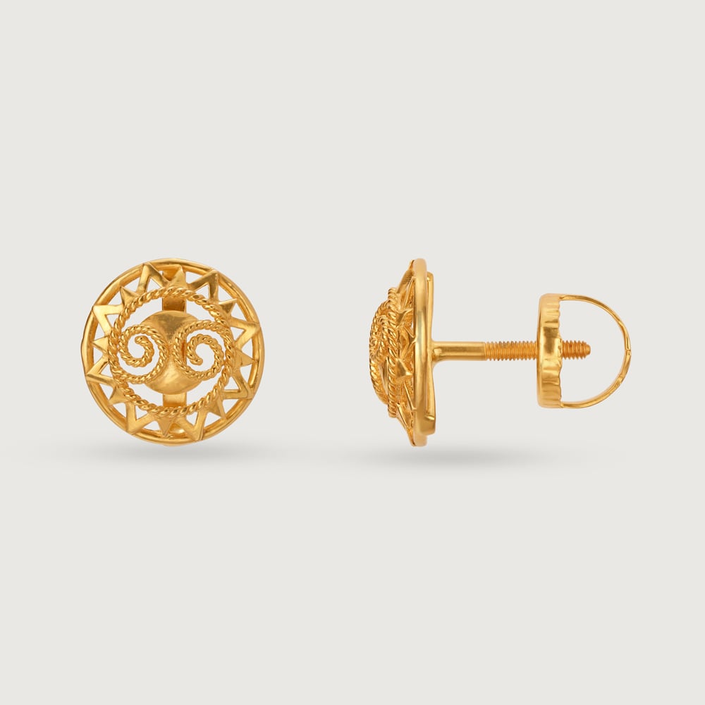 Saura Sketches 22KT Gold Stud Earrings,,hi-res thumbnail 4