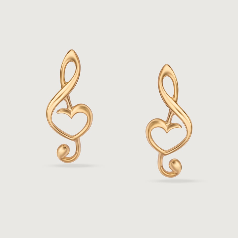 Treble in Love 14KT Gold Stud Earrings,,hi-res thumbnail 3